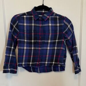 Old Navy Kids Blue and Red Plaid Button-Down Shirt